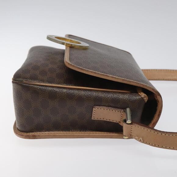 CELINE Macadam Canvas Circle Shoulder Bag Pvc Leather Brown Gold - Picture 4 of 12